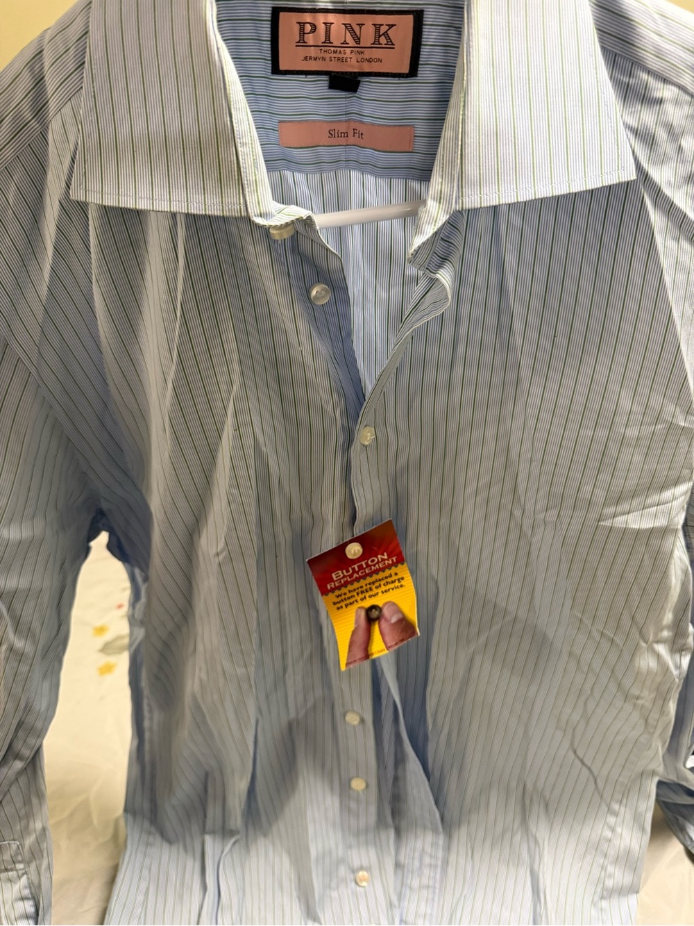 PINK Secret Slim Fit Light Blue Stripe Men's Dress Shirt